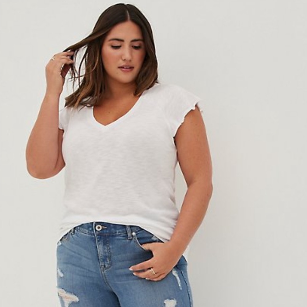 NWT Size 2 white v-neck with flutter sleeves